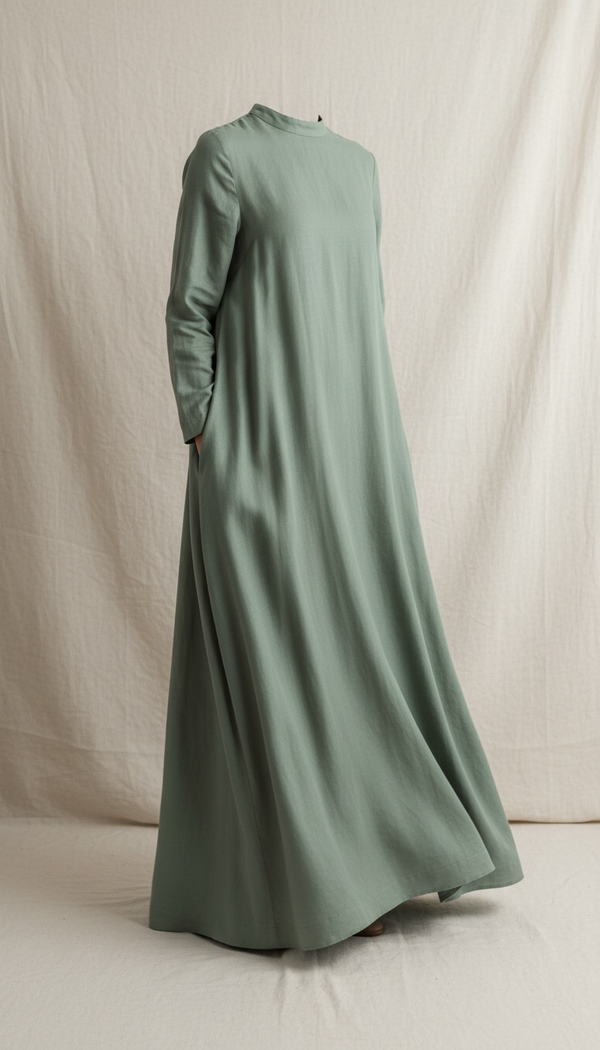 Sage Green Maxi Dress, Flowy Silhouette