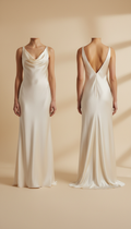 Champagne Silk Gown Cascading Back