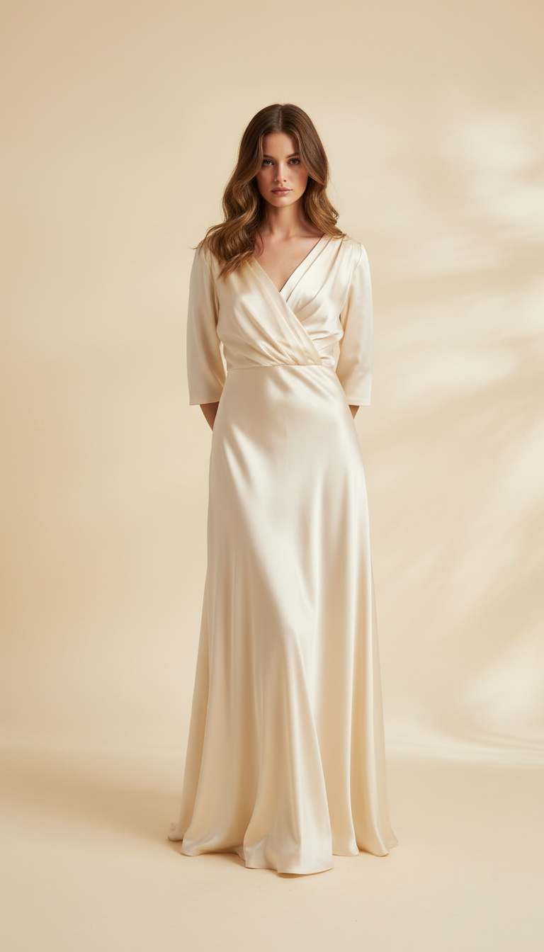 Ivory Silk Gown Front Drape